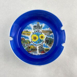 Vintage Souvenir Ashtray Kansas The Sunflower State
